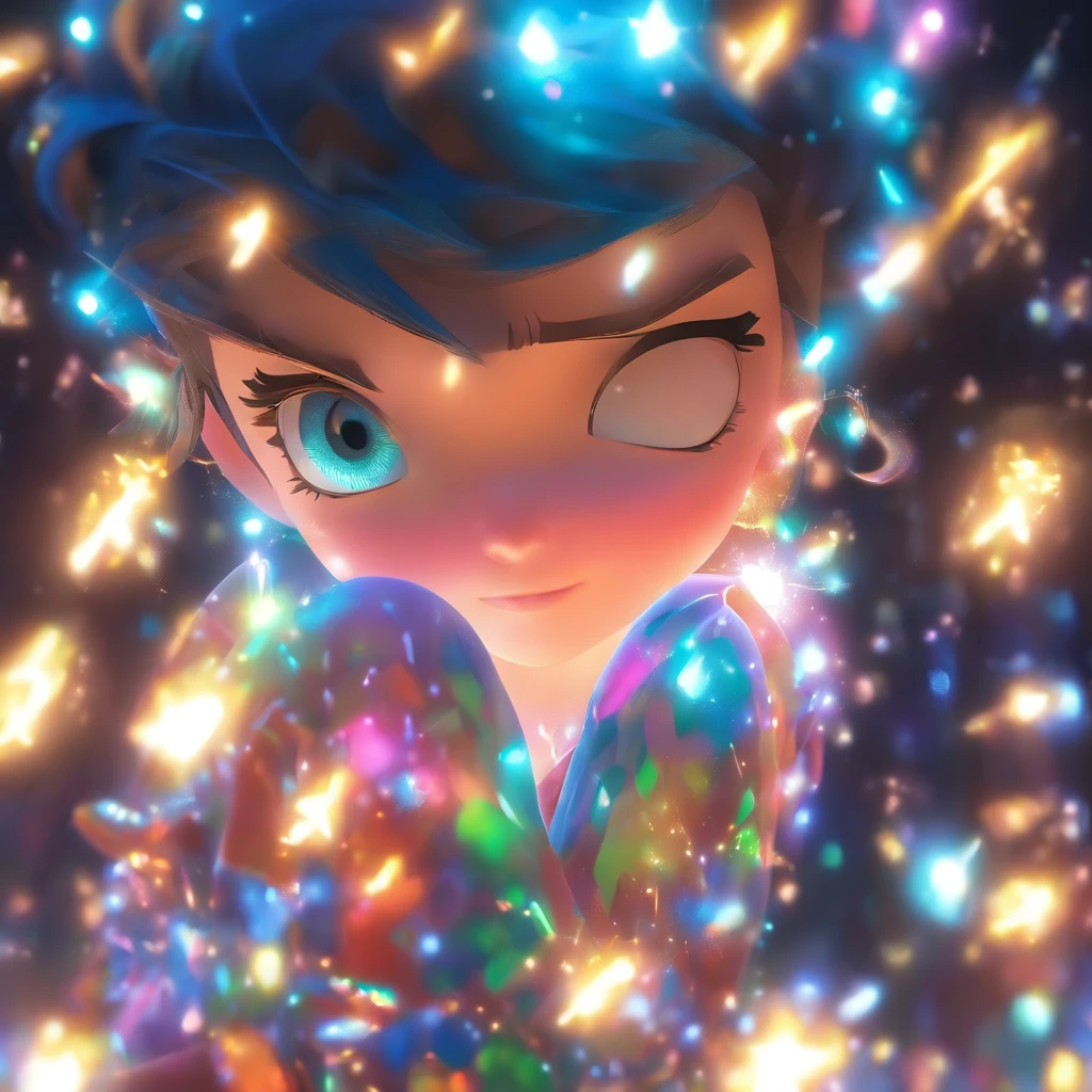 （Estilo Pixar),Modelo de quarto pequeno aconchegante, Modelo de personagem em miniatura, fonte de luz da direita para a esquerda, Rum lighting, fonte de luz da direita para a esquerda, (ISO distance vision), (de cima para baixo), Realistic proportions, Post-processing, ((perspectiva ortogonal)), Super Detalhe, Realistic, super realistic, photoreal render, Cor irridescent, Glitters