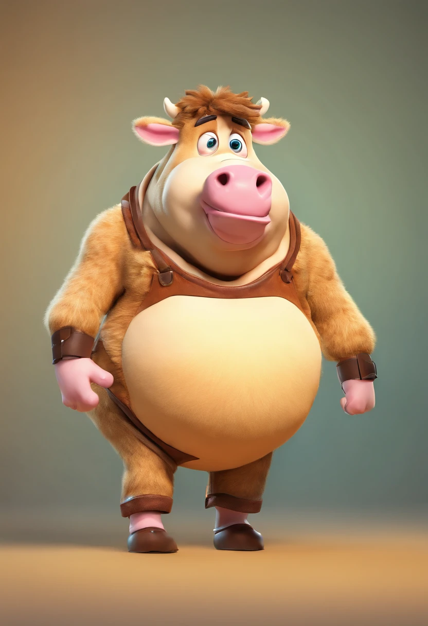 a fat cow furry wearing a vest and diaper