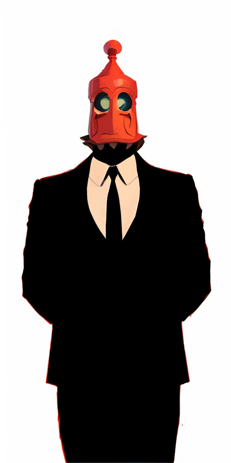 There's a man in a suit and tie with a red hat on his head, anonymous as a sausage, Anonymous, Fedora, hobbithead, informante sombrio, he has a red hat, a suited man in a hat, TF2, TF 2, caracter with brown hat, he is wearing a hat, inspirado em Rene Magritte