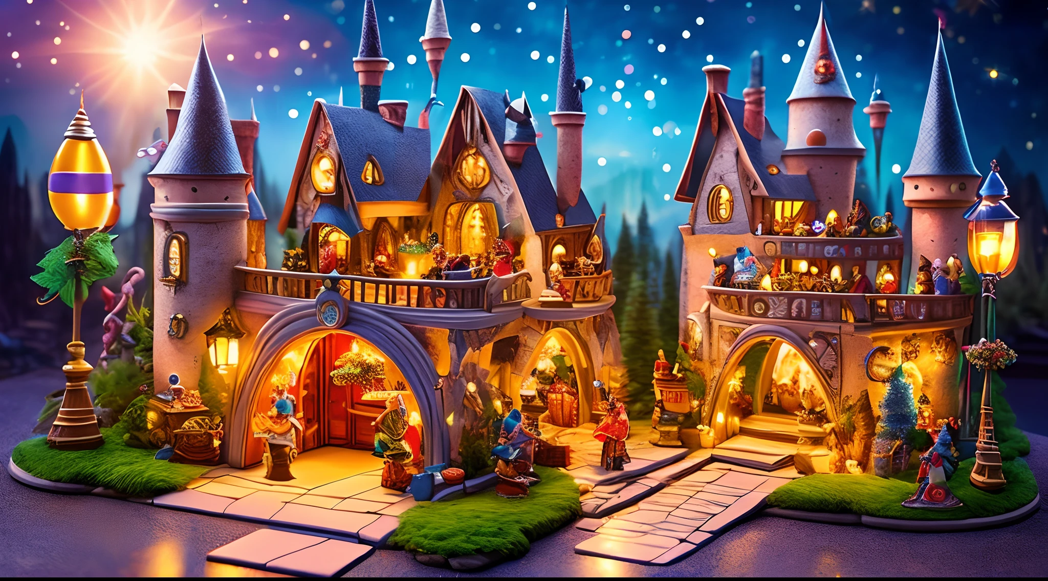 Create a Miniature Magical Scene! Picture an enchanting backdrop with miniature versions of iconic characters, all smiling and waving in a warm welcome. You'll spot Harry Potter, Mickey Mouse, Beauty and the Beast, Wonder Woman, Yoda, and many more, all gathered in a magical world where the fun never ends. This banner radiates joy, magic, and the spirit of adventure that awaits every visitor to your store. "Welcome to our magical world of characters - Where fun is everlasting!"