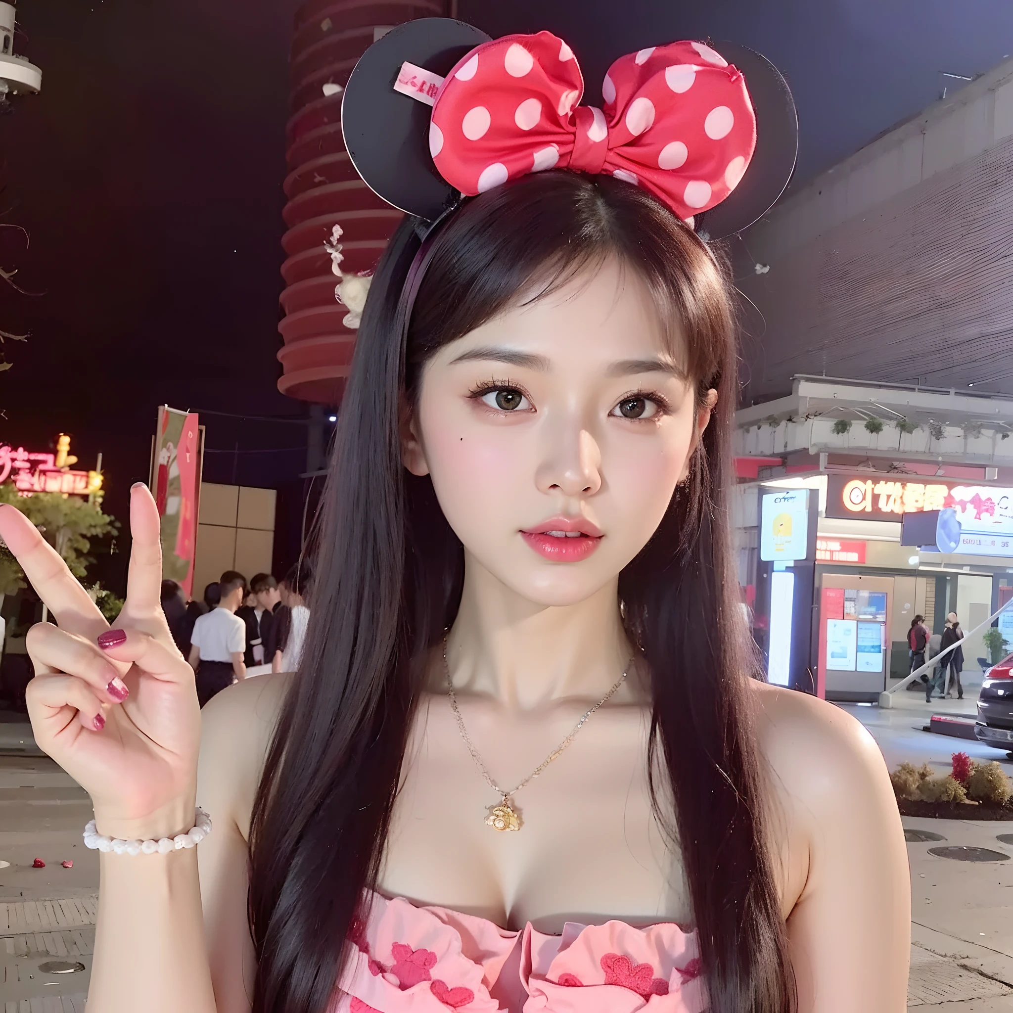 Alafid asian woman in pink dress,Wearing Minnie mouse ears on his head, beautiful mouse - girl, Girl with cat ears, ulzzangs, Mouse ears, young and cute girl, belle delphine, Anime girl in real life, wan adorable korean face, very beautiful cute catgirl, Chinese girl, with bunny ears, Ruan cute vtuber