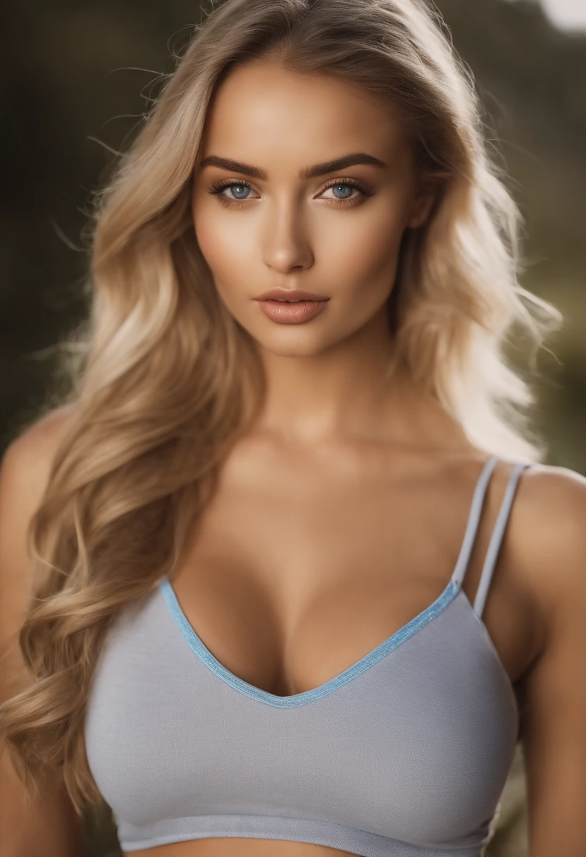 Woman in matching tank top and panties, Sexy girl with blue eyes, Portrait of Sophie Mudd, Portrait of Korina Cope, Blonde hair and big eyes, Selfie of a young woman, One's makeup, Natural makeup, Look directly into the camera, Faces with artgrams, Dezentes Makeup, Great full-body photos, in the room, large full breasts, a blond, Latina, at beach