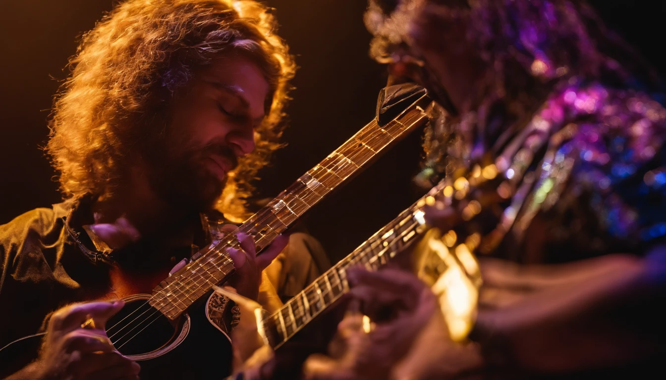 anjo tocando guitarra, General of the Divine Army, luzes, brilho, fogo