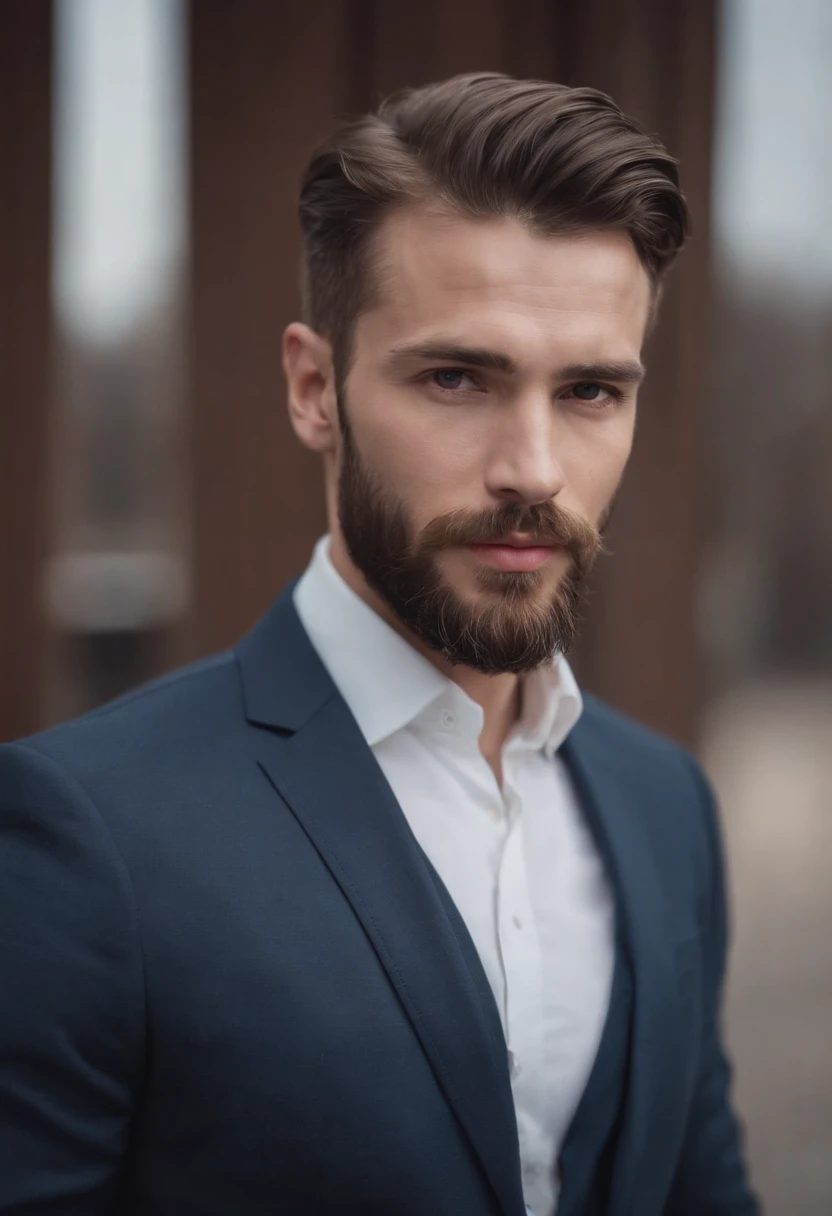 Handsome man in suit , Beautiful beard , Executive Sexy Mann, Terno also, glatze, keine Haare