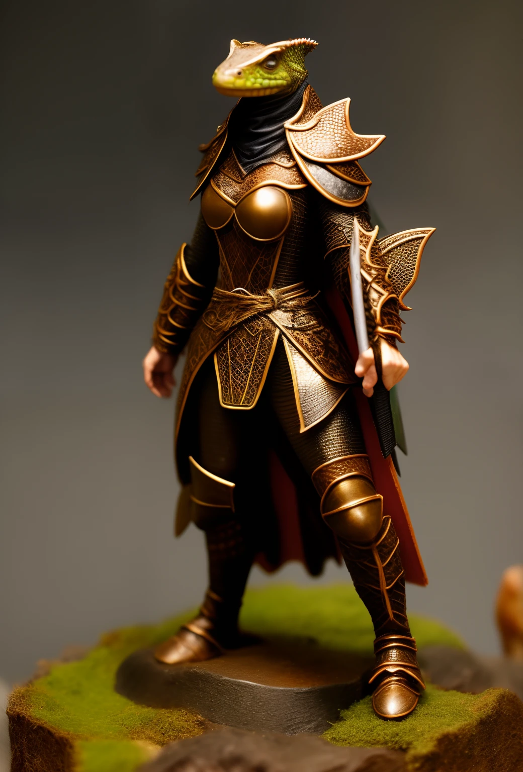 Female lizard warrior in leather armor