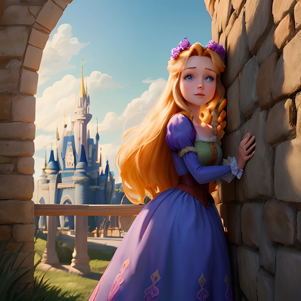 Rapunzel na janela Stiles disney