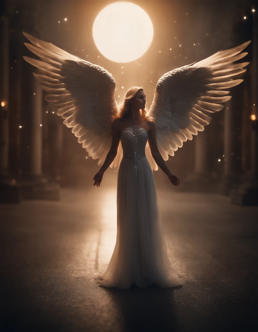 cosmic angel, olhos claros brilhantes, Biomechanicals, cores muito brilhantes, light particles, com luz brilhante, Mshiff, Arte do papel de parede, Papel de parede UHD