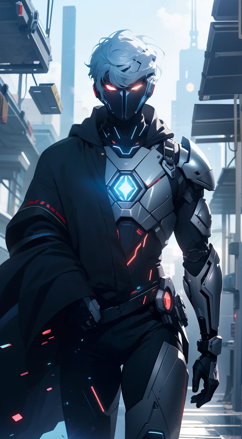 Arafed homemem traje futurista posando para foto, em armadura branca futurista,  em mecha cyber armor, Unreal Engine Rendering + uma deusa, Armadura de porcelana ciborgue, armadura branca brilhante, corpo ciborgue, diverse cybersuits, homem ciborgue, cyborg meninoo, Com armadura futurista, o homem Ciborgue Perfeita