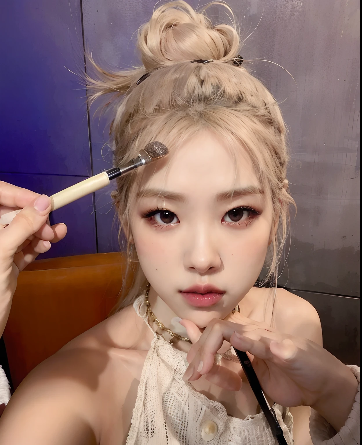 There's a woman who's fixing her hair, Parque Roseanne de Blackpink, maquillaje popular de Corea del Sur, maquillaje coreano popular, Lalisa Manobal, Lalisa Manoban de Blackpink, Jinyoung Shin, JIA, Jossi de Blackpink, Sha Xi, Wan adorable cara coreana, Retrato de Jossi de Blackpink, con maquillaje profesional, Sun Yunjoo