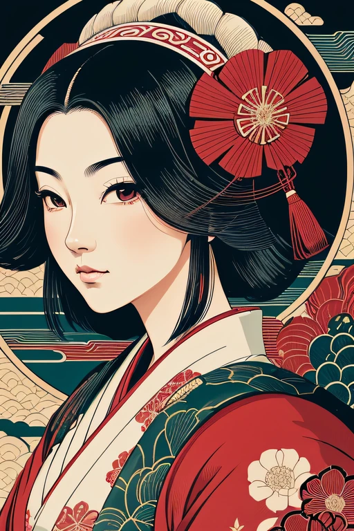 Um close up de uma elfa, Japanese-inspired poster, japanese art style, Arte japonesa no Behance, muita bonita beleza, a beautiful artwork illustration, Retrato de uma elfa bonita, Japanese, inspirado em Utagawa Hirokage, No estilo de arte de Ukiyo - E, fantasia, criatura