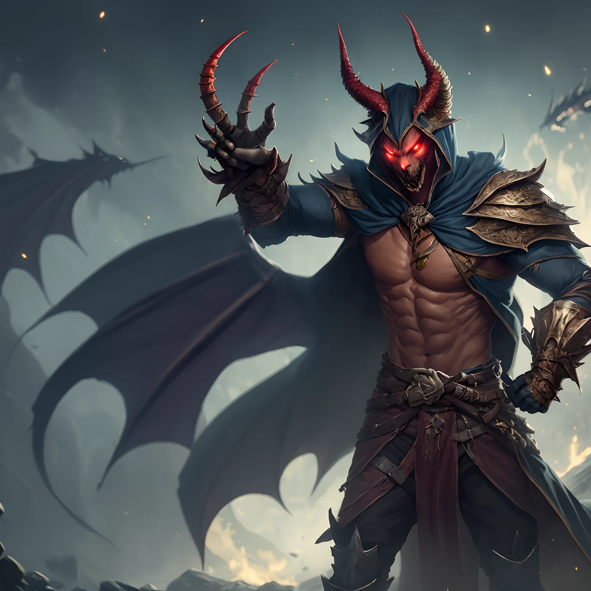 Red dragon born Lich wearing obsidian gauntlets