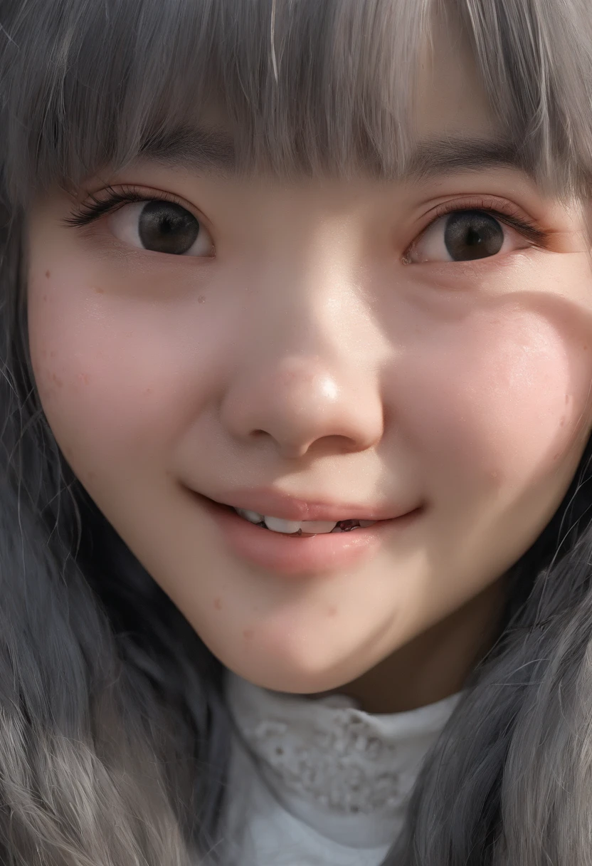 Black hair, hair bobbles, long eyeslashes, solid circle eyes, light grin smile, mole under eye, heart earrings, light grin smile, shy, wrinkled lips, hyperrealism, shadowy, stereogram, atmospheric perspective, Depth of field, One-person viewpoint, 8K, super detaill, ccurate, Best Quality, high resolucion, Best Quality, s whole body, stocklings, s whole body, UHD 4k, South Korea, Sorrisos, POV, f/1.8