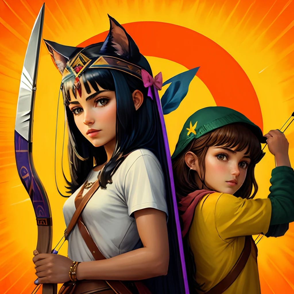 neith god bow and arrow. Art for shirt printing.