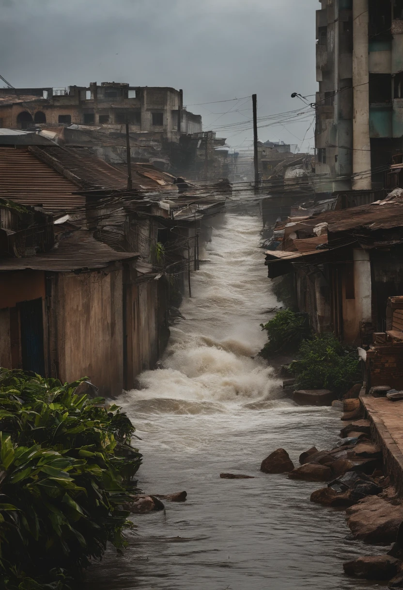 Underground water pipes,industrial pollution,Sewage discharge,Waterspout,Maremotos,tornado,bao phan,mar de swell,armagedom,Onda Grande,Ruin,interromper,,Lagos,high water level,sem fundo,The run-down city creates a cinematic apocalyptic cityscape