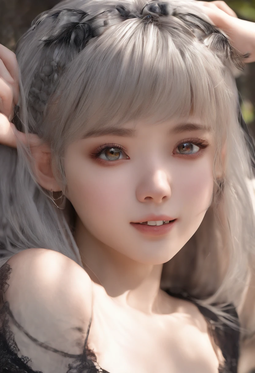 A close up of a person with a long hair and a black dress - SeaArt AI