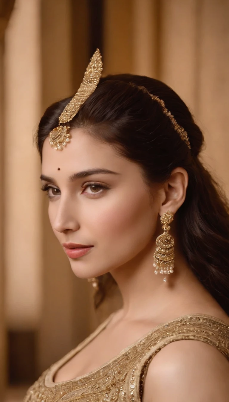 Create an image of Cleopatra as a young princess of Pakistani actress Mahira khan in a modern look reais