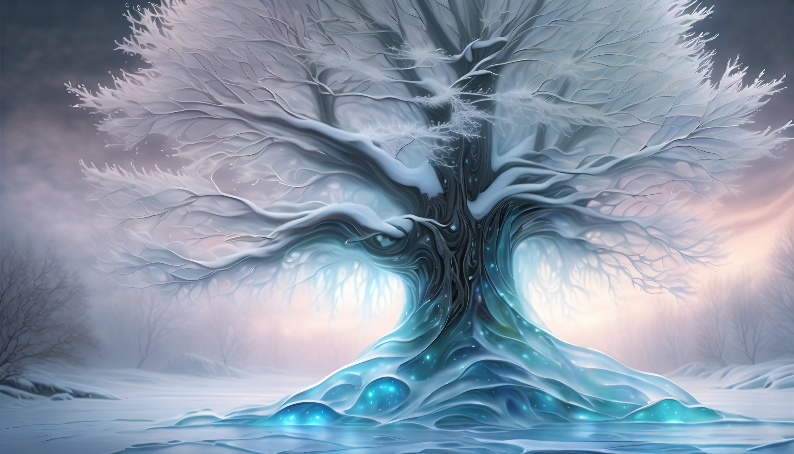 (((emerges gracefully from the depths of snow goddess and darkness tree:1.3))), (((fused around of ice glass with and ethereal mist with artistic mist:1.3))), (fused detail dark fantasy fog and beautiful-mist-art:1.2), breathtaking extremely detail water colors on palette knife drawing add fiber optic light painting, matte painting, (((radiosity rendered in stunning 32k resolution, :1.3))), full body shot, sit on a stump, (((intricate insane details:1.3))), rich colored, high resolution, myth punk coffin-wood, master piece, earthy skin tones and highlights, image emanates a sense of awe and wonder, dark fantasy with vibrant glass coating, shadow mist wish, (((crisp clarity that is unmatched:1.3))), enchanting quality, (((highest quality:1.3))), (((highly quality:1.3))), (((extremely exquisite detail:1.3))), (((divine possession drawing:1.3))), (double structure picture:1.1), beautiful detailed glow, skin glows with a celestial radiance, stunning make up snow flower, stunning and surreal piece of cherry tree forest art background detail, sun-lighting, ((intricate details photo paint:1.3)),
