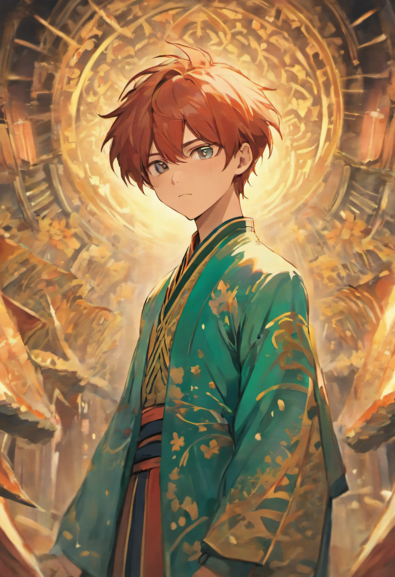 A young man, traditional clothing, painting style inspired by STARember
