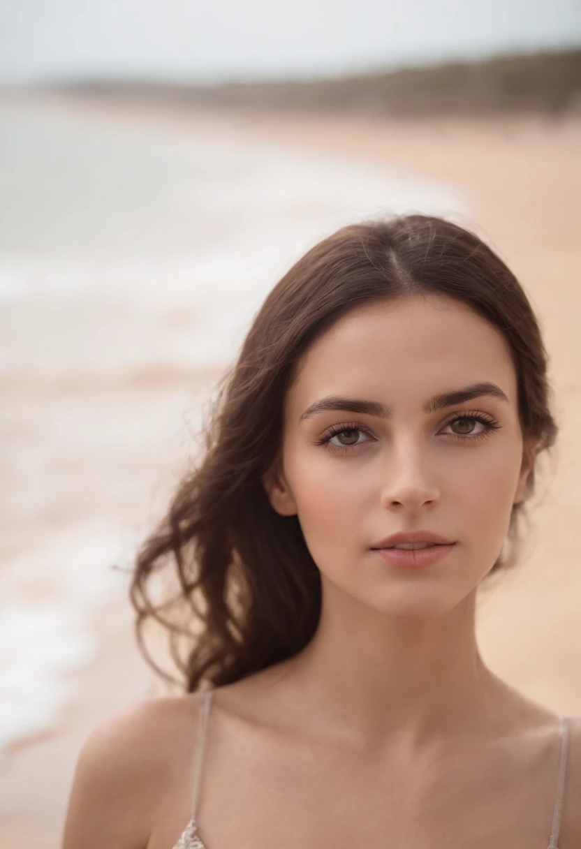 femme, brune, nue, plage