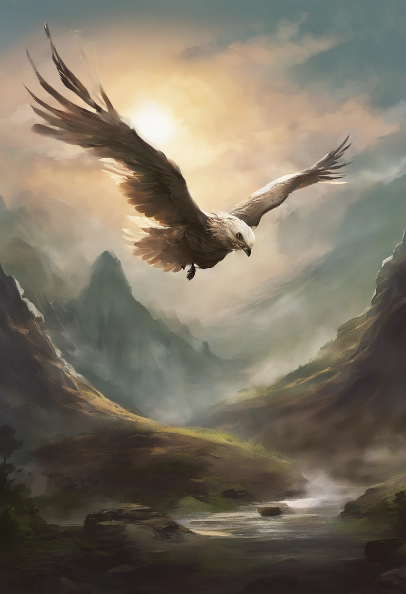 pintura de uma aguia voando