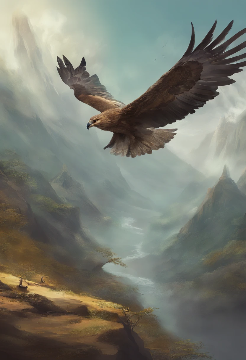 pintura de uma aguia voando