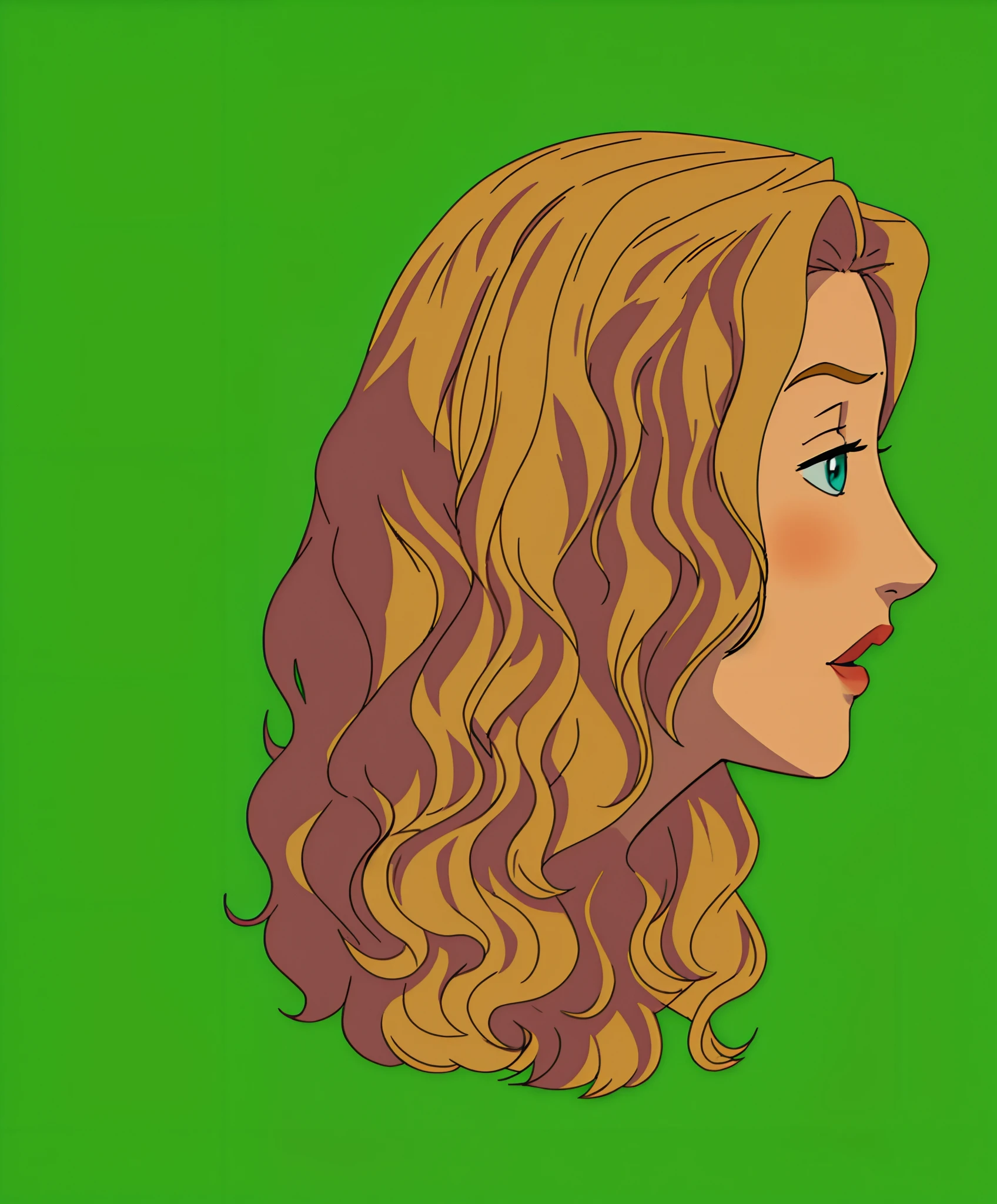 Turn this girl to cartoon, blond wavy hair