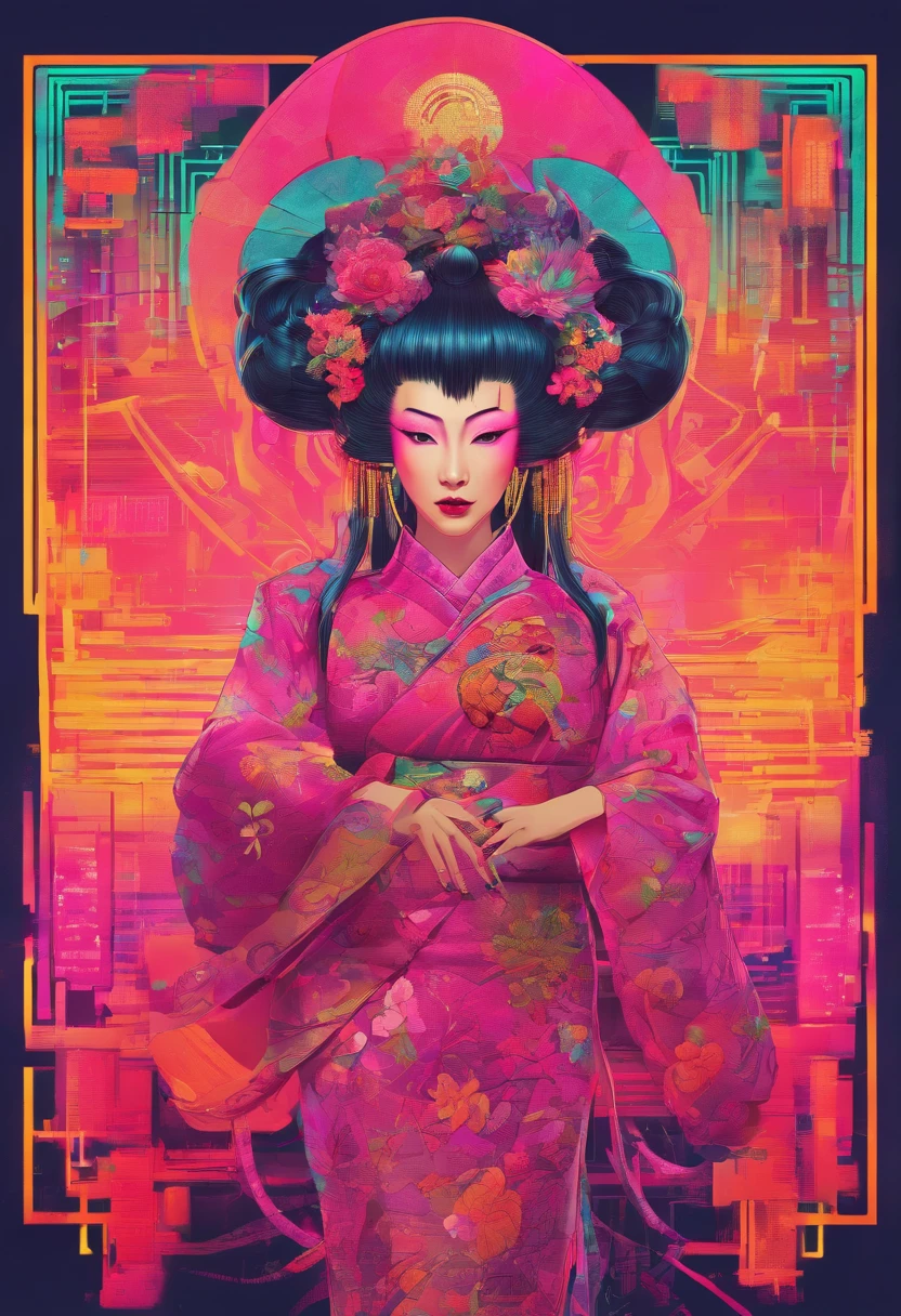 a highly detailed full body portrait of a geisha. 8k, octane render, Intricate hyperdetails, Symmetrical