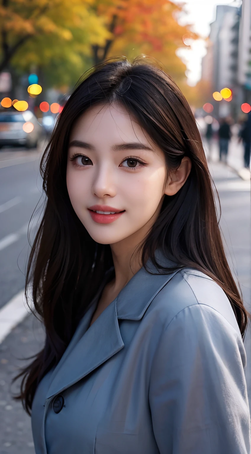 ((Best quality, 8K, Masterpiece: 1.3)), Focus: 1.2, Perfect body beauty: 1.4,  buttocks: 1.2, (layered haircuts: 1.2)), (rain, street:1.3), Highly detailed face and skin texture, Fine eyes, Double eyelids, Whitening skin, Long hair, (face round: 1.5), Sweet