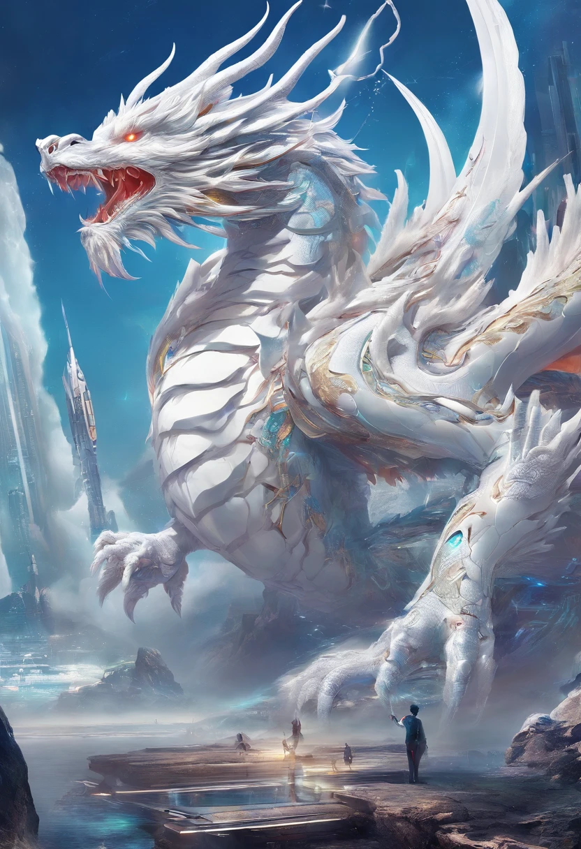 chinesedragon, enorme, gigantesco imagem colorida, white dragon, sheilong