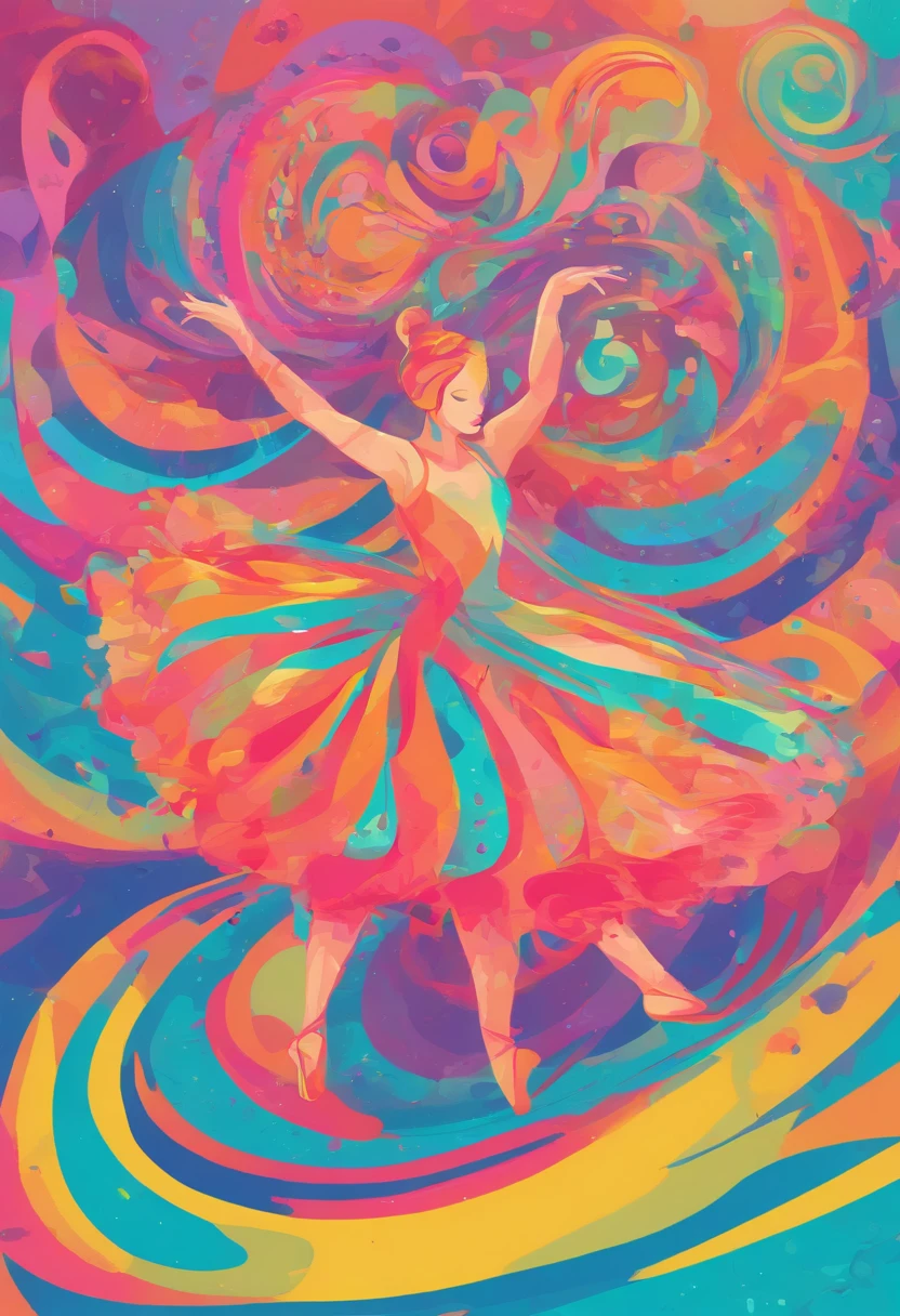 Delicate Ballerina Dancing Ballet　Future Near Vector Pastels