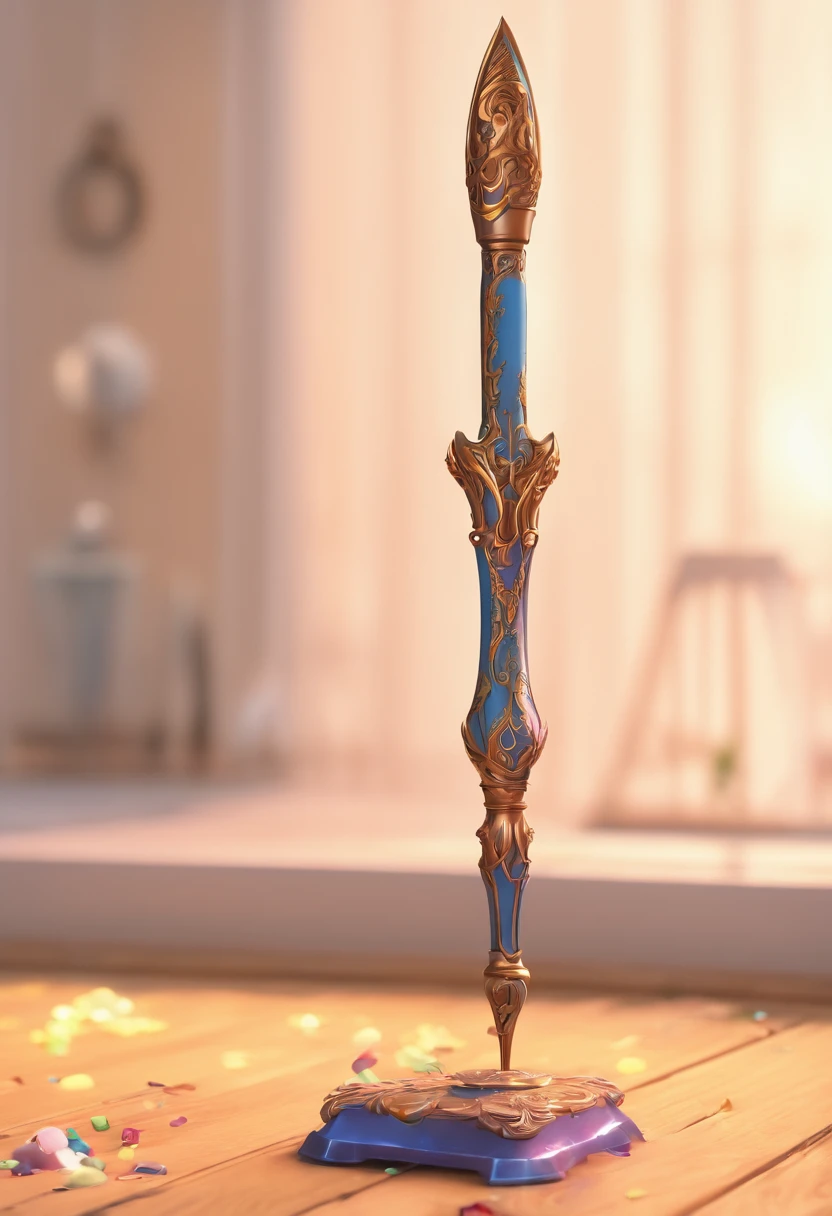 A stylized magic wand, such as a video editing pen or brush