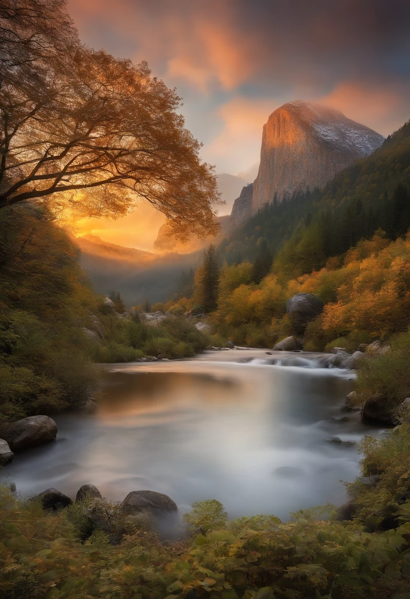 Combine the information from the two images provided to create a single third image that is a harmonious fusion of the two sources. Make sure the new image is aesthetically pleasing and reflects a balanced mix of the visual characteristics of the source images