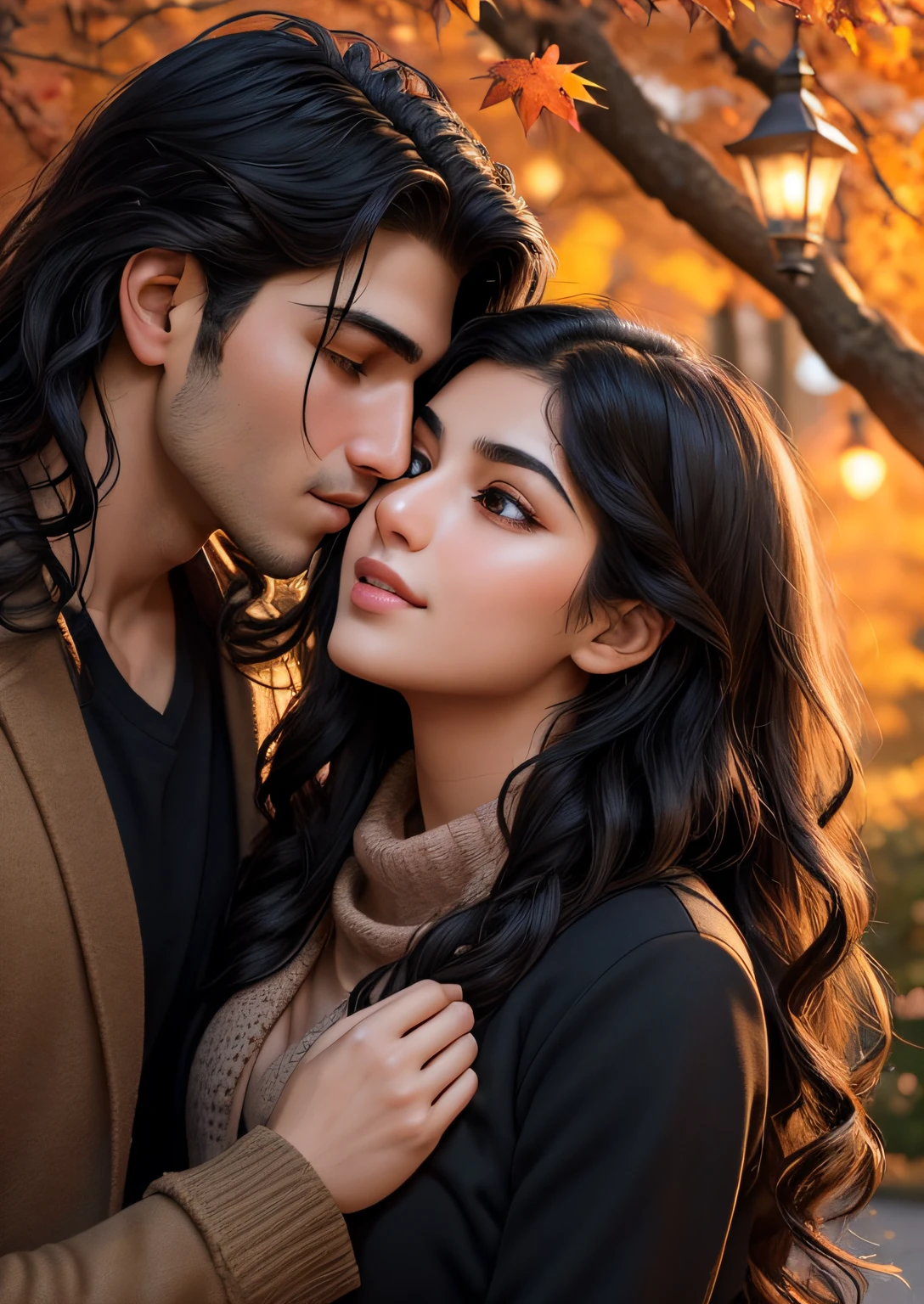 Jesus Christ hugs a girl wearing a beautiful dress with short black hair and they smile ،Ultra realistic portrait, .