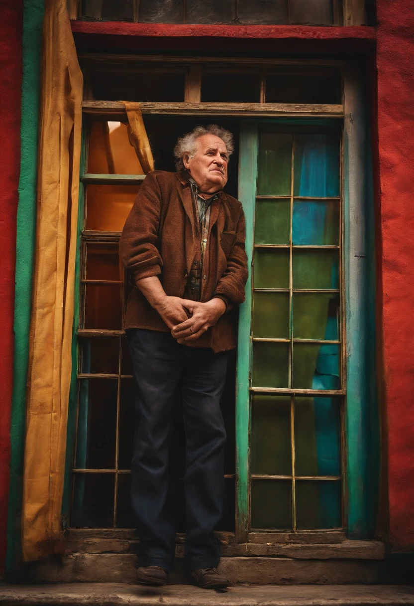 mentally disabled crazy man in front of a girl's window