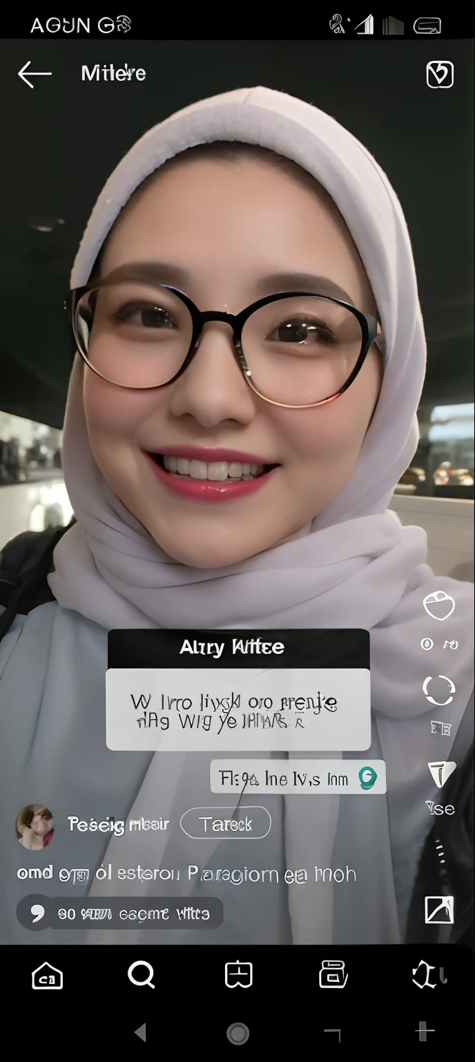 a close up of a person wearing glasses and a scarf, tiktok video, instagram filter, instagram story, with instagram filters, instagram filters, tiktok, ruan cute vtuber, blur effect face, low quality video, black and white filter, leaked, no filter, snapchat story screenshot, snapchat photo, leaked image, at instagram, 😭 🤮 💕 🎀 make big boobs