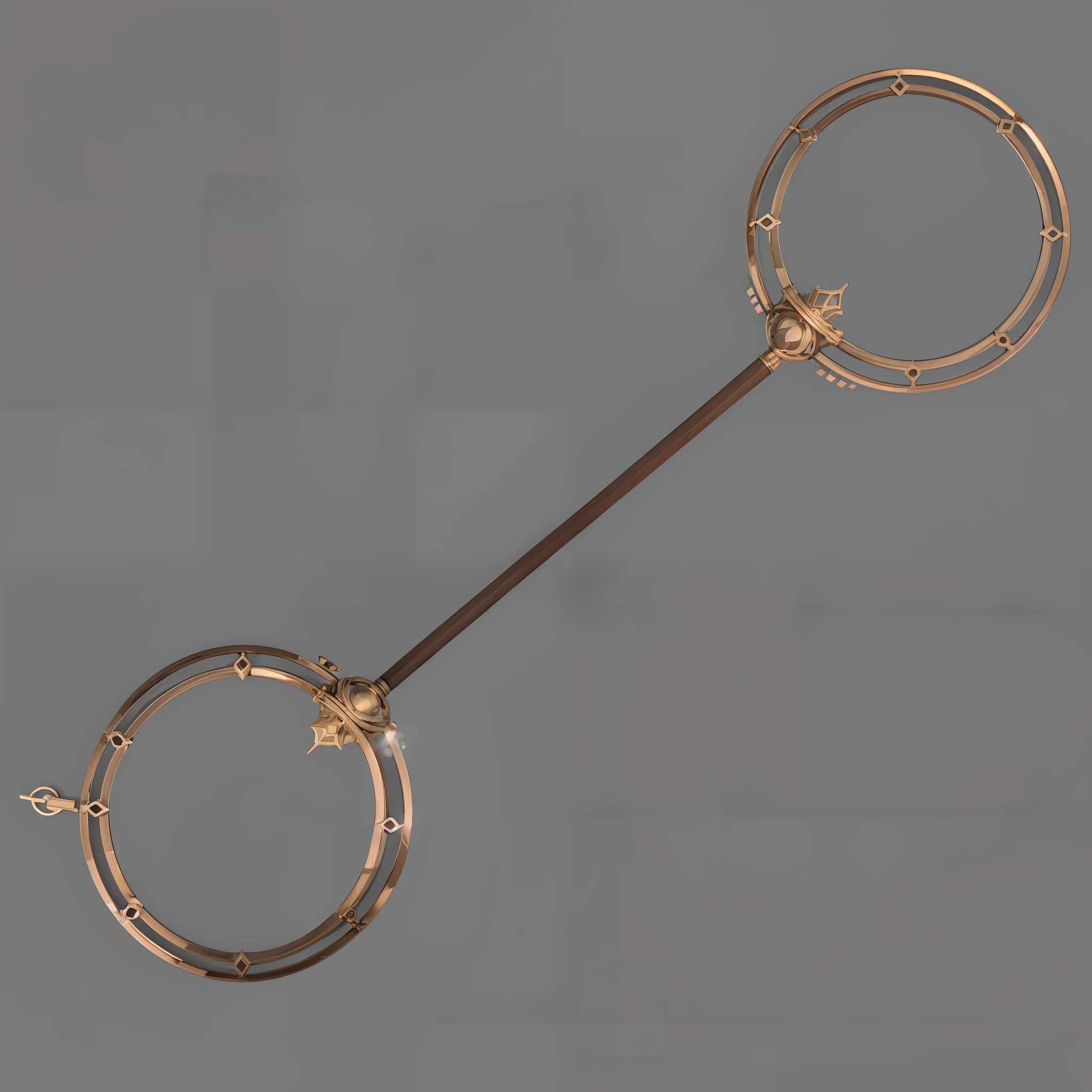 A stick of 1,2 meters long and 2 cm in diameter. Features a symmetrical structure with equally spaced rings.