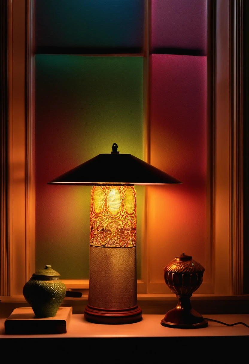 Lamp that refers to emotional intelligence with background of shadows in vibrant colors