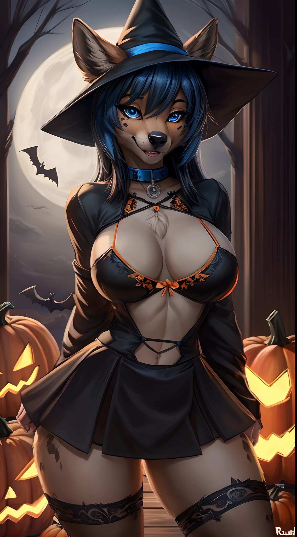((((sfw)))), uploaded the e621, beautiful and detailed,woman (((female))) ((anthro)) hyena, Ross Tran, by ruan jia, by zaush, by foxovh, lighting cinematic, seductor, hyena, thighighs, (huge chest), full body view, (anthro, fluffy fur, character focus:1.1), 1girl, anthro dog girl, body fur, solo, medium breasts, (thick thighs), curvy, biki big ass sexy ass sexy boobs , (heart-shaped pupils), sexy, seductive, fall in love girl, nice, cute, naughty face, , big aureola show , Black hair with blue highlights inside butt visibile saliva ((She is showing her sensuality) ( blue collar.) hottest hot 1st position for sexy blue eyes confortable naughy face anime-style cartoon-style with blue hair , sexual expression.)
top-quality、Top image quality、masterpiece、s girl((18year old,Black Wizard Hat、Black and orange sexy clothes,Orange and black skirt、Orange muffler,Best Bust、Bust 85、Golden hair、Longhaire,silver eye、open chest wide、Valley、Happiness、A slender、Blood coating、Emphasis on the chest、Bats tattoo、Wooden broom))hiquality、Beautiful Art、Background with((natta、dark sky、Halloween at night、the bats、pumpkins,Nightmare、Halloween、in woods))、Depth(Beautiful black house),masutepiece、Elaborate design、visualart、Theater Screen、