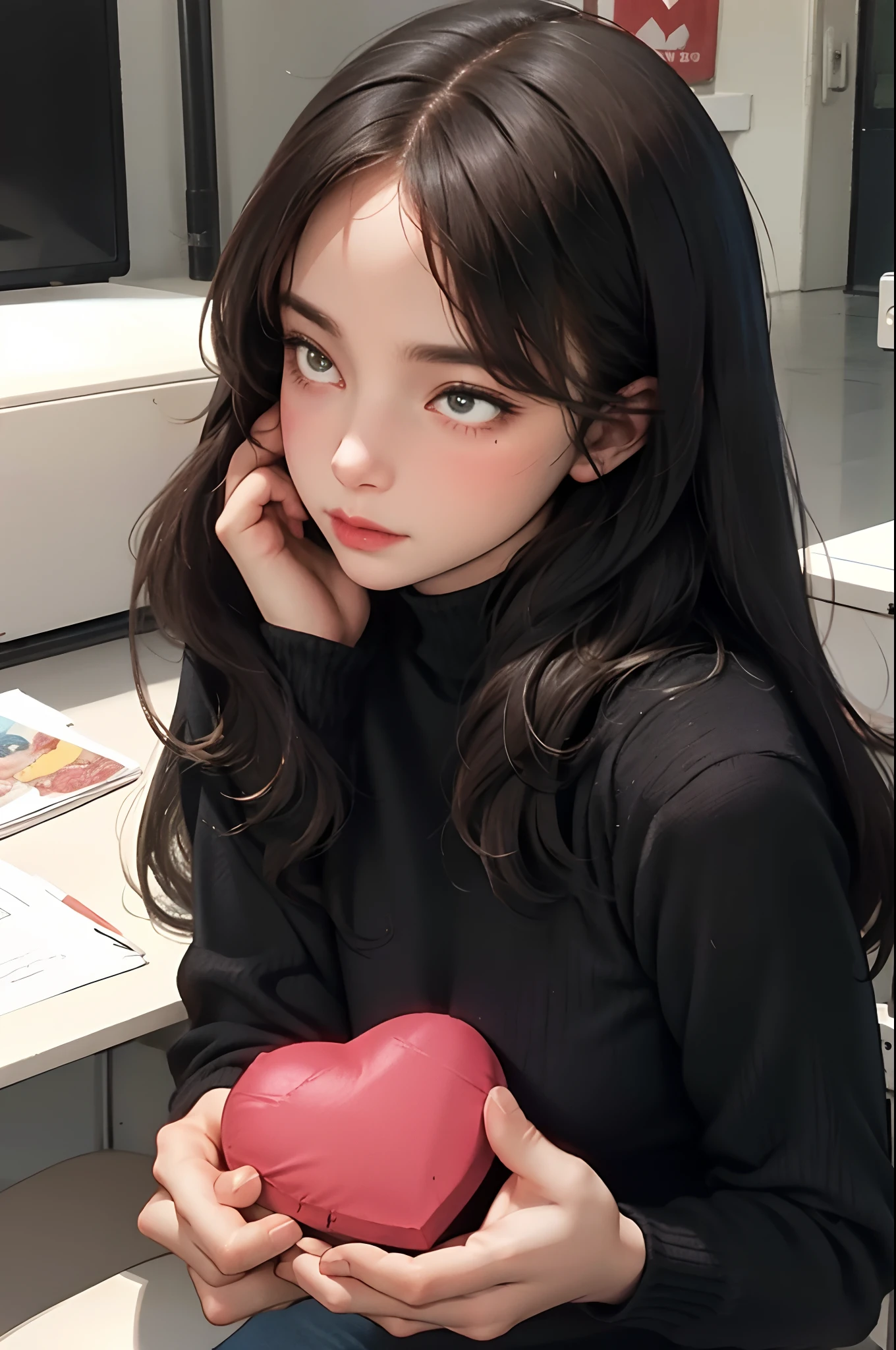 A girl and a boy holding a heart