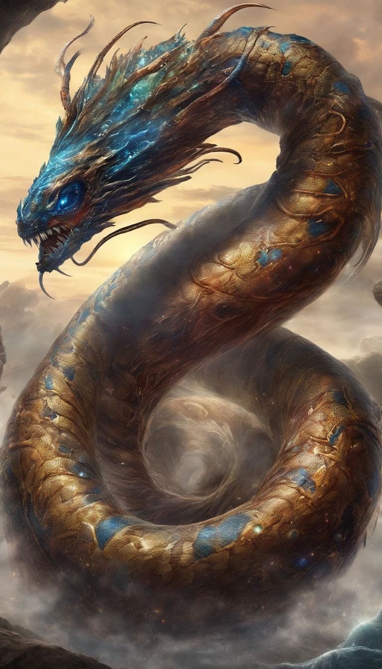 In a dimension where stars collide, The zodiac sign of Scorpio, A legendary Scorpion emerges as an embodiment of Heavenly Fury. Your body is a symphony of radiant colors, espelhando o nascimento das estrelas. His eyes sparkle with Cosmic fire, and tendrils of energy revolve around his form like ethereal lightning. The presence of the serpent commands both fear and fear, How he harnesses the power of the Cosmos itself, In the midst of a cosmic maelstrom, where spiral galaxies and stars explode, A serpente reina suprema, epics, cataclysmic, e transcendente, Evoking the power of heavenly forces.Estilo: Ultra-realistic digital painting with intricate details and a dynamic interaction of colors.Execution: Renderizado em um estilo hiper-realista, Using advanced digital techniques to capture the complex interstellar environment and celestial energy of the scorpion,