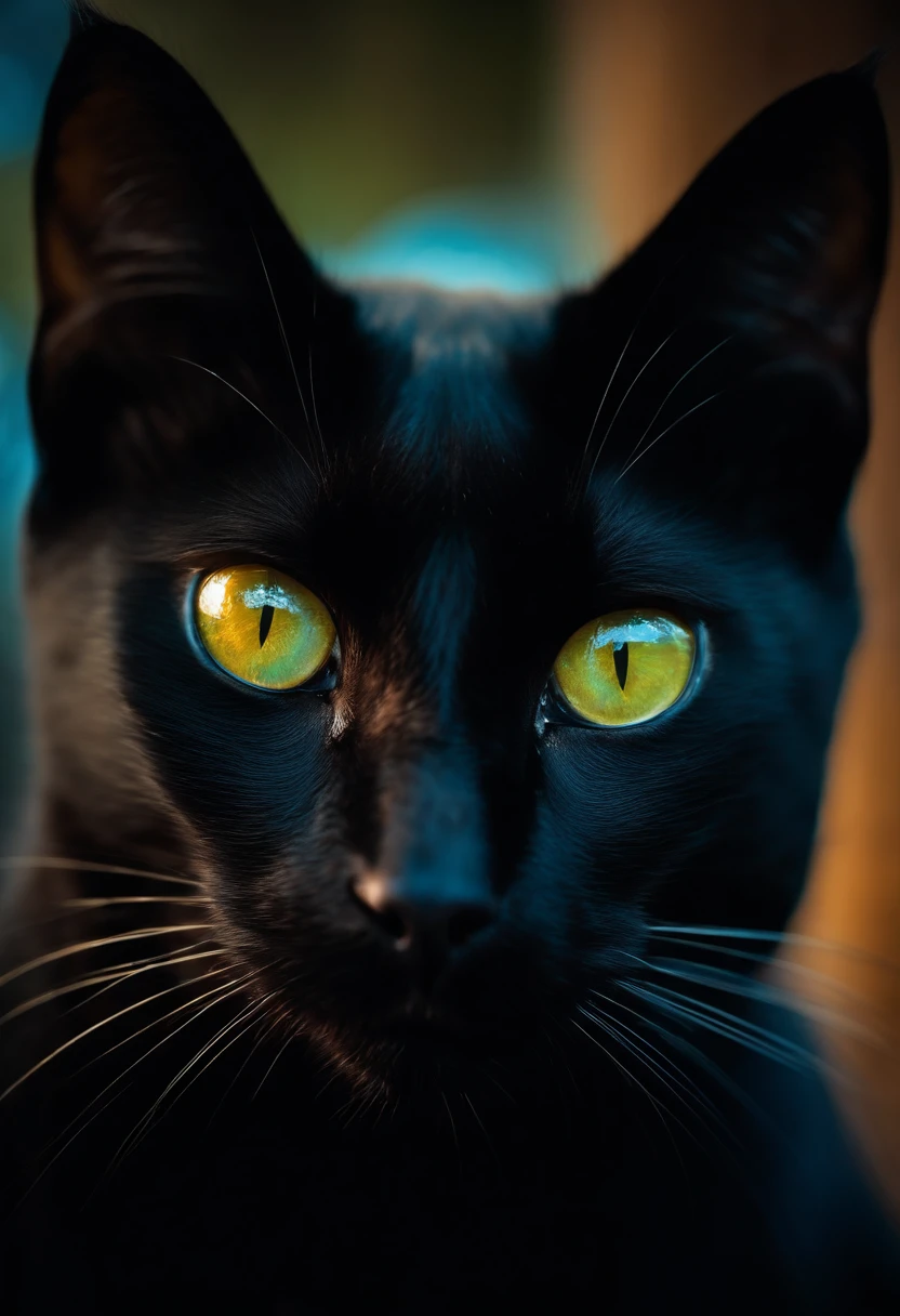 The Mysterious (black cat), Looking straight into the soul, Sly look, in space, paradox, in time and space.