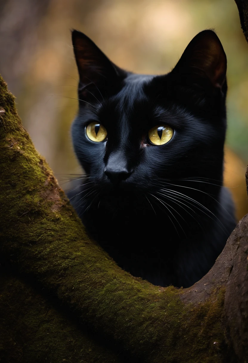 The Mysterious (black cat), Looking straight into the soul, Sly look, in space, paradox, in time and space.