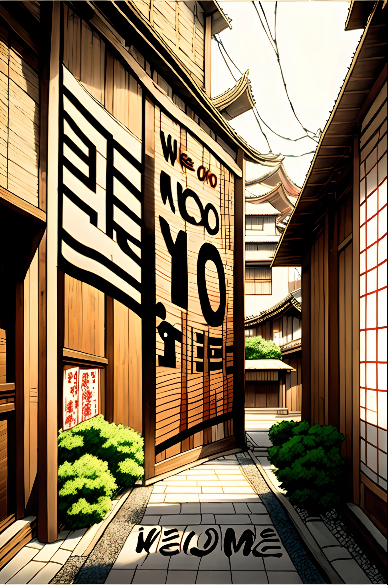 Anime banner with the words “welcome to kyoto”
