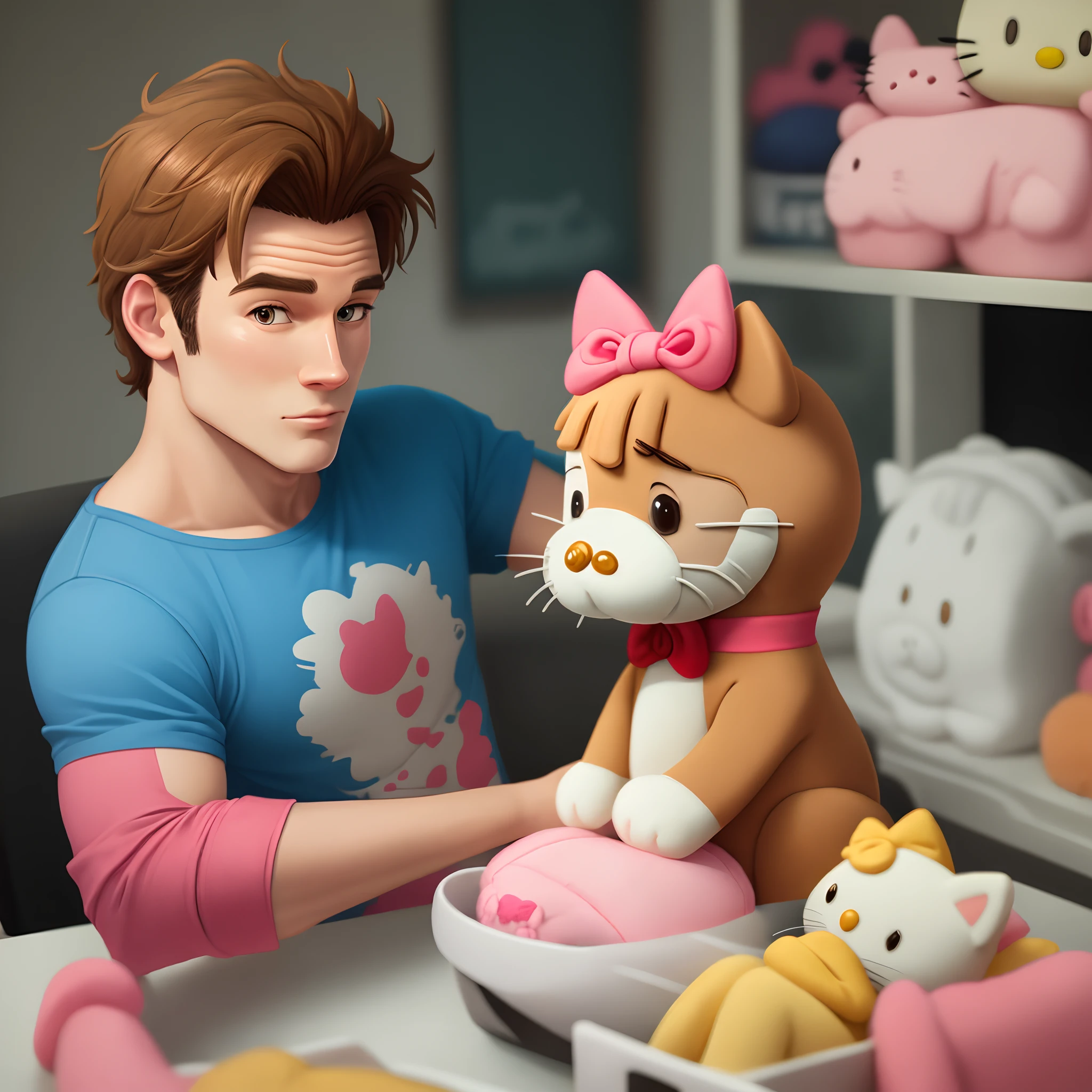 bojack horseman holding hello kitty plushie