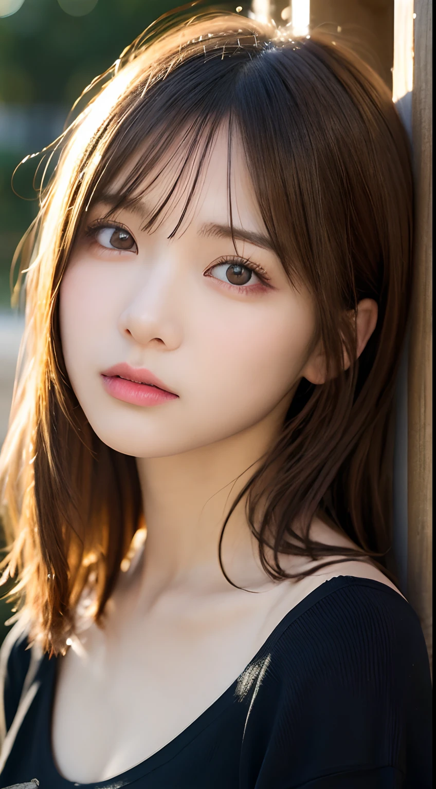 delicate detail, Hight Resolution, High Quality、Perfect dynamic composition, Beautiful detailed eyes, middle way hair, tiny boobs、Natural Color Lip,Kamimei、Shibuya、20 years old girl、1 persons、Transparent skin、glowing hair、masutepiece, Best Quality, Illustration, Ultra-detailed, delicate detail, Hight Resolution, 8K、The correct condition of the human body、random pose、、Sculptural Model Pose,hair flowing in the wind