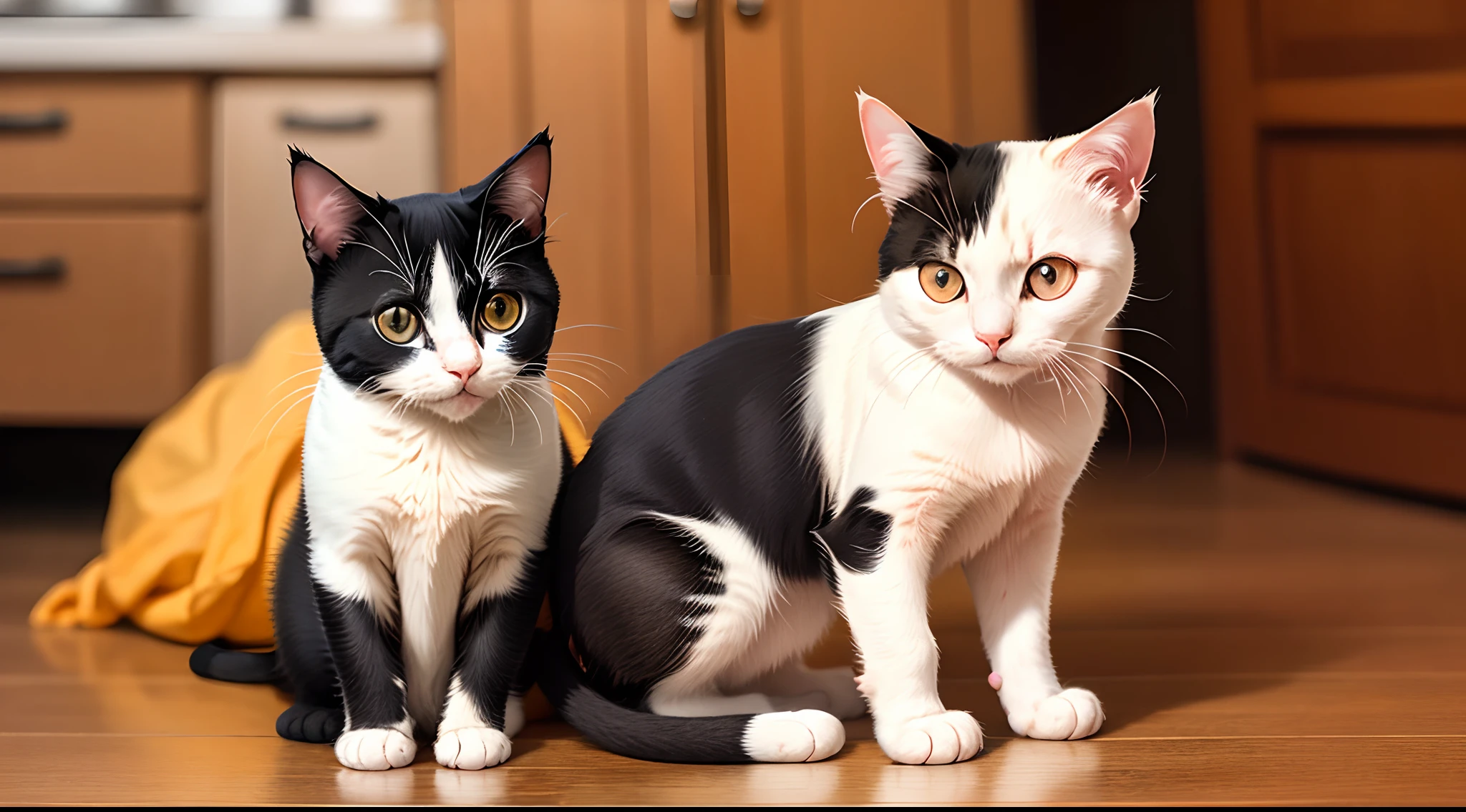 Small Siamese black and white cat
