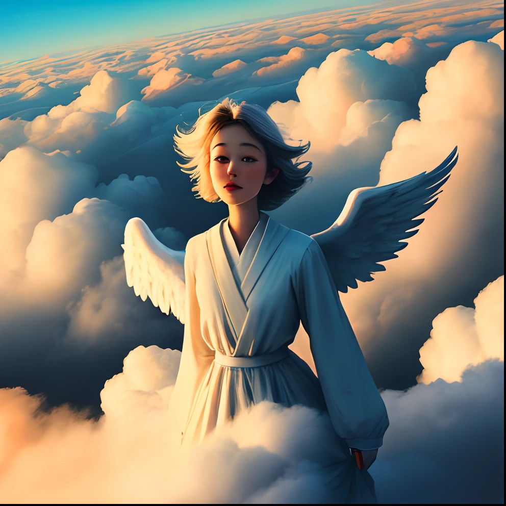 Angel above clouds