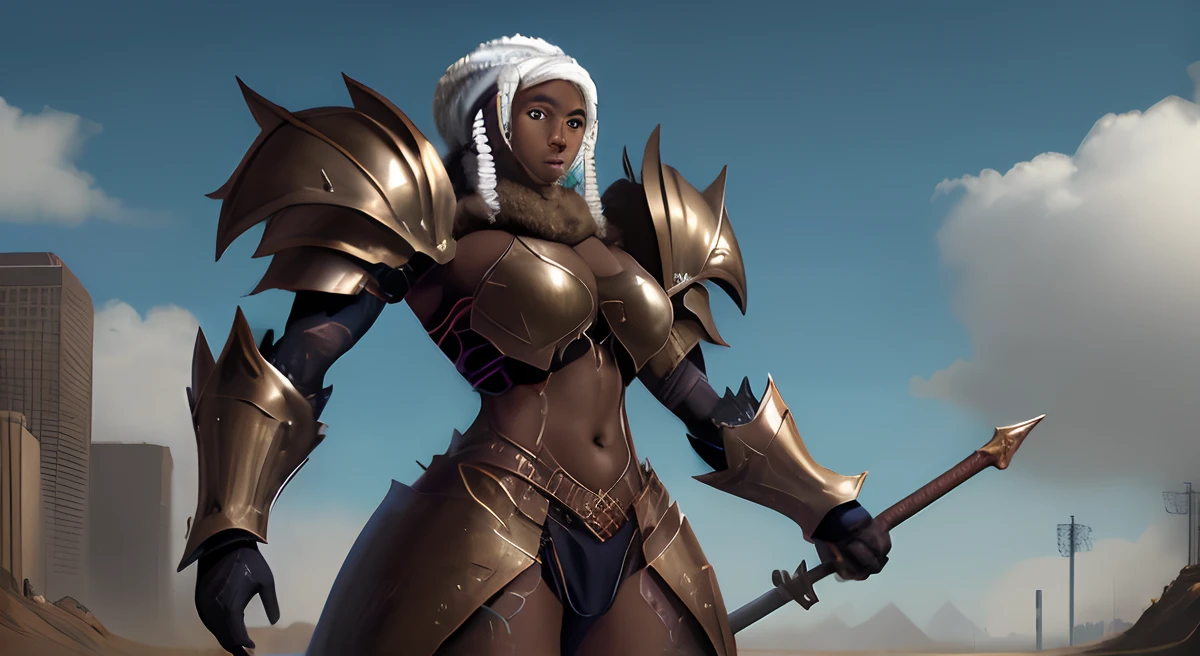 goliath woman dark skin armored