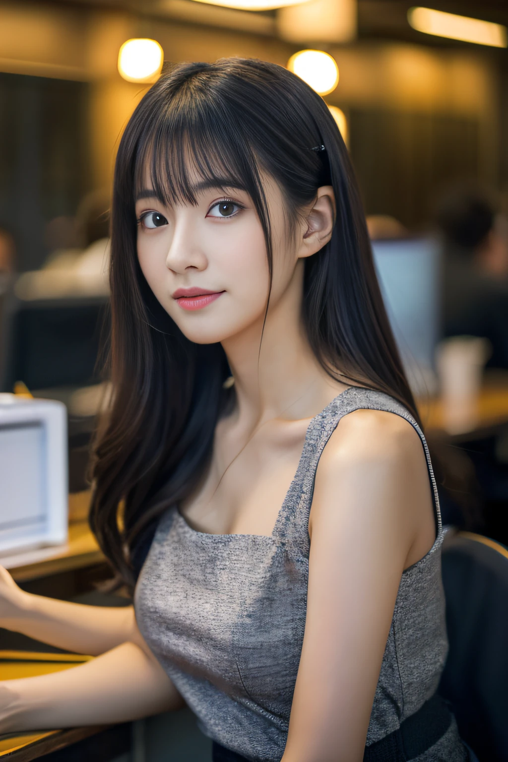 (Best Quality,8K,High resolution:1.2),(Beautiful Realistic Asians:1.4)、(cute Japanese girls:1.4)、(爆乳:1.20),(Glamorous)、Beautiful、夏天、officeworker、21years old、Land of Dark Nights、Wagas、dark sky、Professional、The real world、I want to marry a beautiful woman whose chest pops、Lovers、love letter、As Time Bosebai、