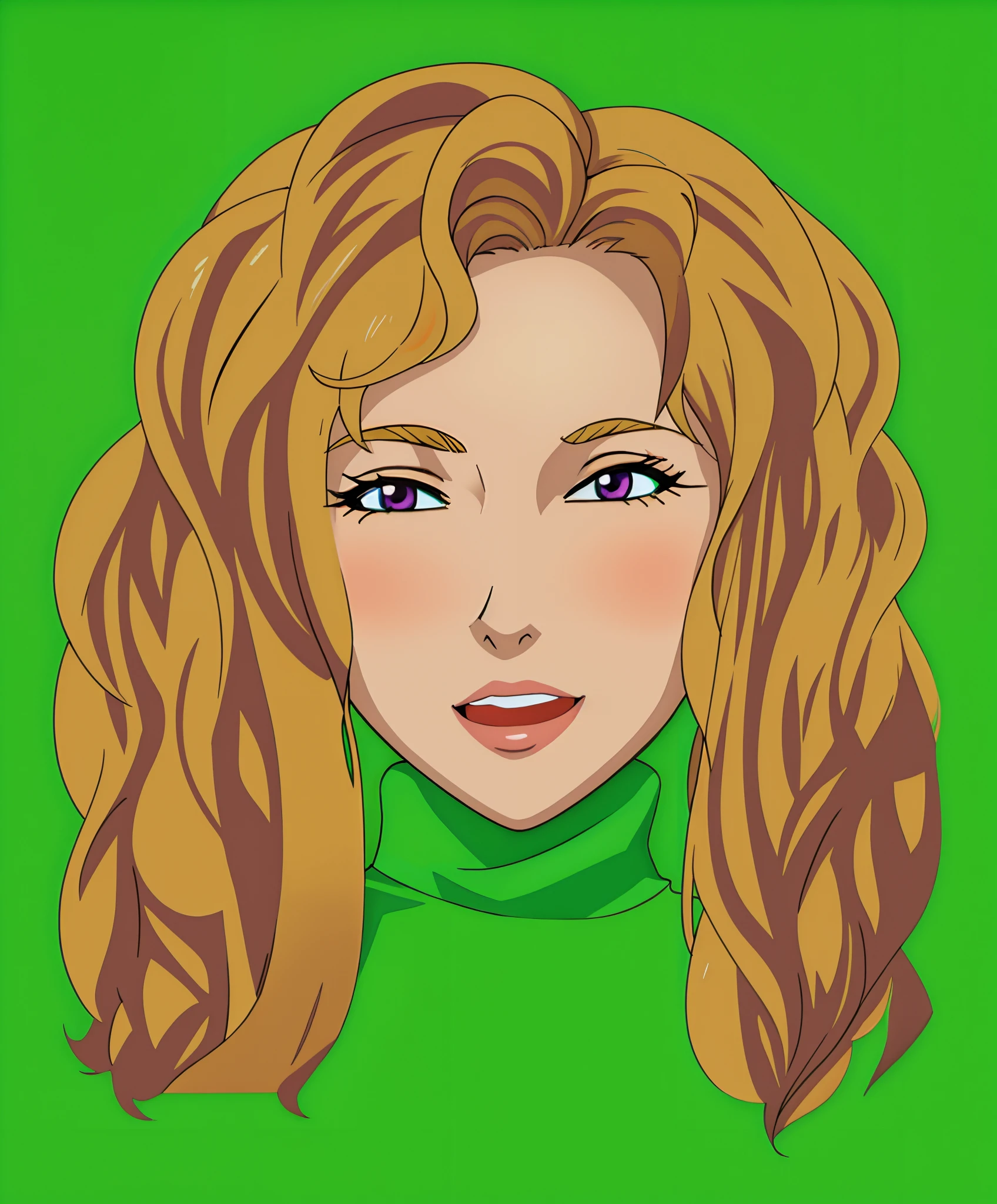 Turn this girl to cartoon, blond wavy hair